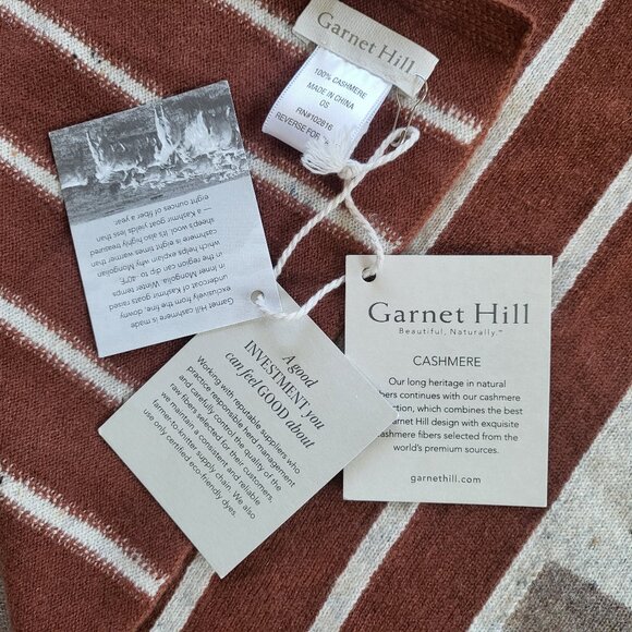 Garnet Hill Cashmere Wrap Scarf Rust Patchwork One Size - Picture 11 of 13